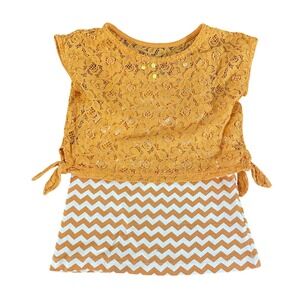 Faded Glord Tank Top W/ Attached Lace Cover Orange Chevron Sequins Girls Sz 6-6X